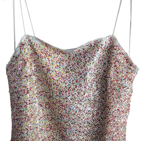 Endless Rose NEW Reversible Sequin White & Rainbow Confetti Mini Dress Large - Picture 6 of 16